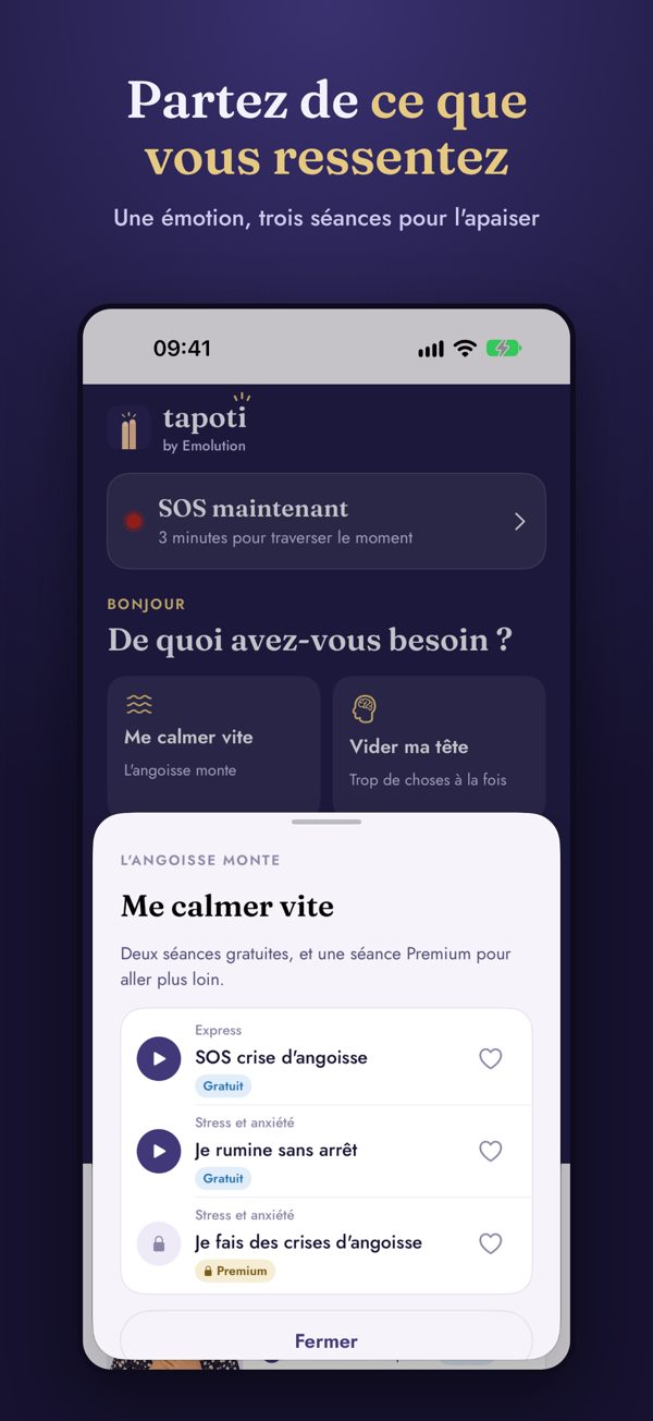 Choix d'une séance selon ce que vous ressentez